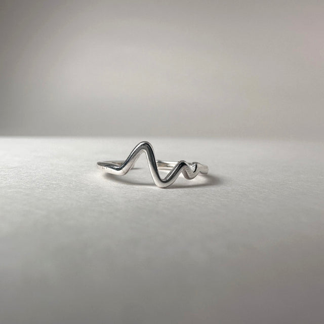 A delicate and elegant sterling silver ring with a slender 1.5mm diameter, adjustable between sizes 3.5 to 10